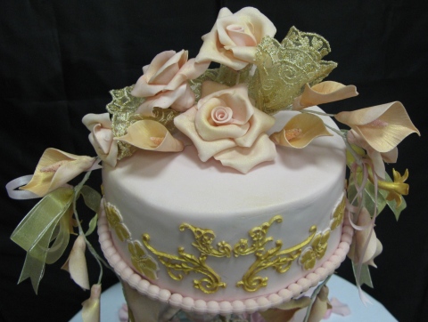 ThreeTier Wedding CakePink and Gold Theme